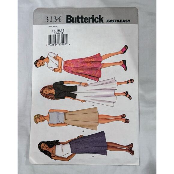 4 Vintage Sewing Patterns Vogue & Butterick Dresses Skirts Tops Jackets Bundle - Picture 4 of 9